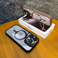 Coque de Téléphone Claire De Luxe Magnétique en TPU+Acrylique, Étanche et Antichoc, avec Cadre d'Appareil Photo et Support d'Objectif Métallique, pour 15/14/13/12/11 Pro