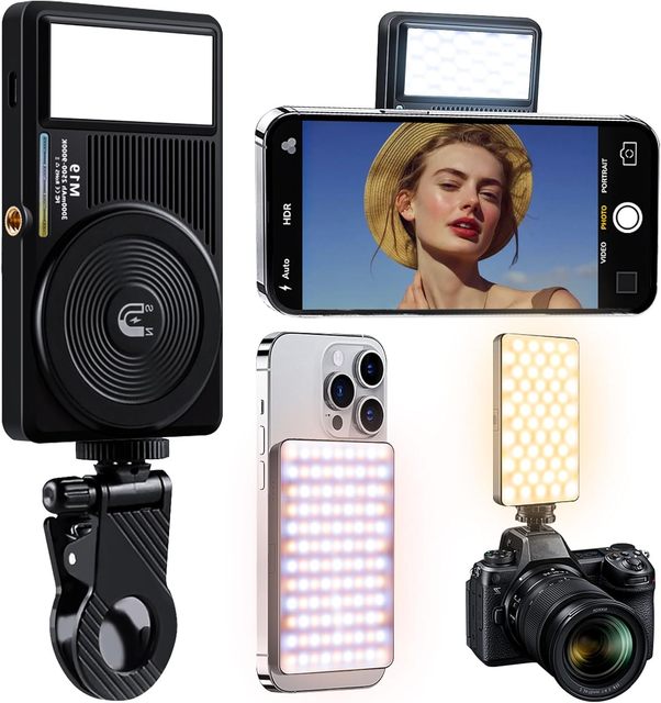 Wireless Video Camera Lights 2000mAh Rechargeable Clip-on Lamp 3h Runtime Type C 10M Illumination for Mobile Vlogging