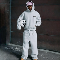 Setelan Olahraga Hoodie dan Celana Jogger Bergaris dari Kain French Terry dengan Bordir dan Cetakan Katun Anti-bakteri Kustom