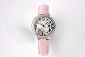 นาฬิกากลไกอัตโนมัติแฟชั่นหรูหราสายหนังจระเข้สีชมพูมีลวดลายประดับเพชรตัด - Product Image 1