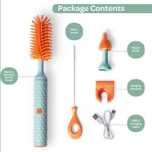 New Hot Trending 3In1 Nordic Style Small Travel Baby Multipurpose Silicone Cordless Electric <strong>Bottle</strong> Cleaning <strong>Brush</strong> - Product Image 6