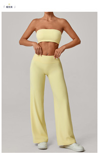 <span class=keywords><strong>Ensemble</strong></span> de yoga 2 pièces pour <span class=keywords><strong>femme</strong></span>, doux comme du beurre, avec coussinets amovibles, coupe large, antichoc, pour l'entraînement - Product Image 3