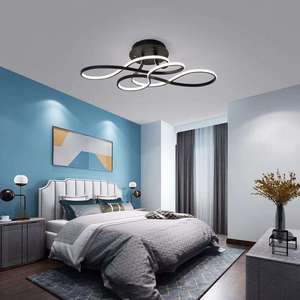 Lampada da Soffitto LED Moderna di Lusso, Plafoniera ad Anello Nera in Stile Nordico per Soggiorno, Camera da Letto, Villa, Arredamento Interno - Product Image 4