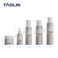 Contenants de luxe Taolin Pack en PETG pour soins de la peau avec injection de couleur et étiquetage + couvercles/capsules assortis en PP, ensemble de soins de la peau OEM