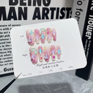 Venta al por mayor 10 piezas de uñas de prensa hechas a mano personalizadas largas <span class=keywords><strong>bailarina</strong></span> Stiletto Oval uñas artificiales diseño Popular para damas - Product Image 6