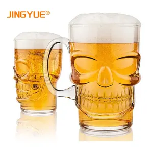 Tazas de beber transparentes de mango sólido, Cráneo de Halloween, jarra de cerveza de cristal clásica, anteojos para cerveza, café y té