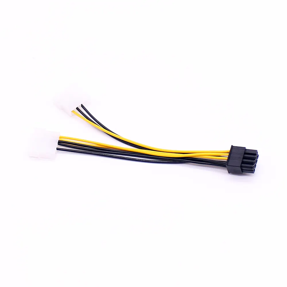 Pabrik Harga Dual Molex LP4 4 Pin untuk 8 Pin PCI-E Express Converter Adaptor Kabel Listrik Kabel 8Pin untuk Dual 4 Pin
