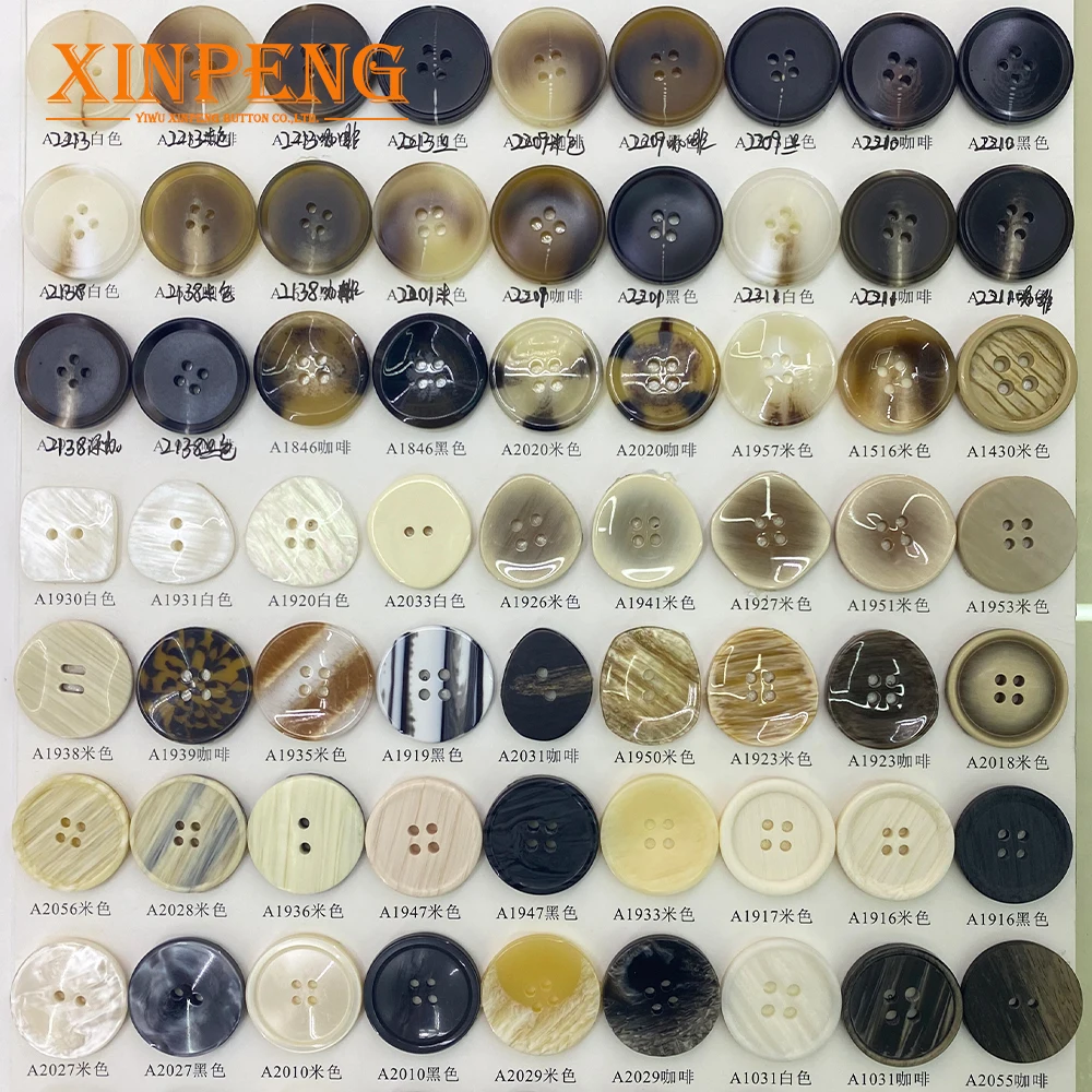 Button Factory Polyester Plastic Around Coat Sewing 4 Holes Resin Button For Clothing Garment