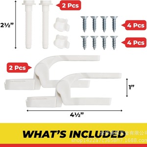 Kit de bisagras de plástico para inodoro J S03, piezas de repuesto con tornillos y pernos para asientos de inodoro - Product Image 5