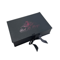 Boîte d'emballage de perruque en tissu de soie, 50 pièces, protection des extensions de cheveux, ruban noir mat, rose, emballage de haute qualité