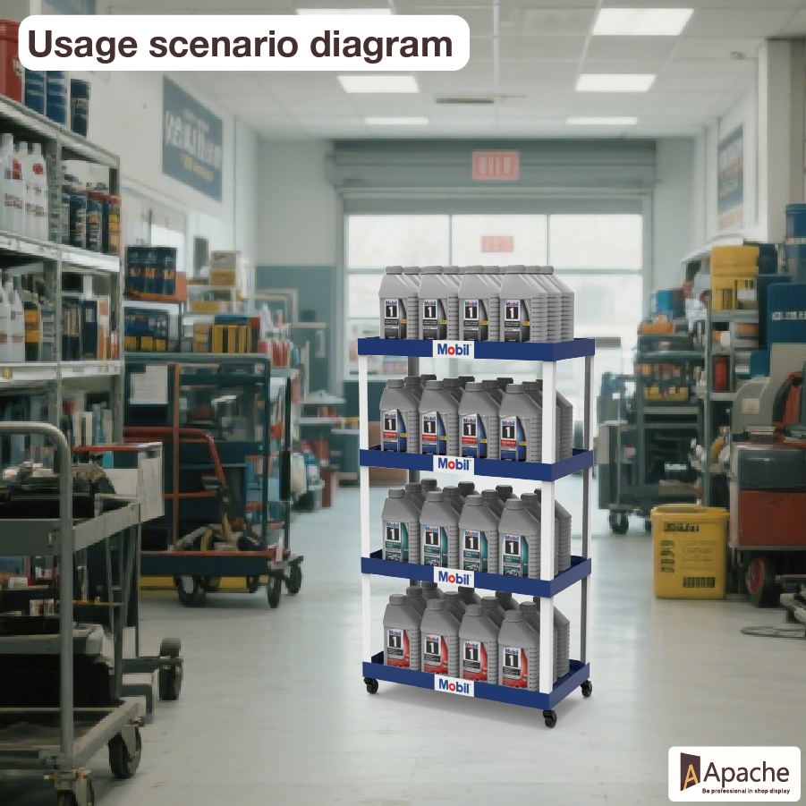 Apache Custom PVC Tool Display Stand for Motor Oil Supermarket Shelves for Auto Repair Shop and Retail Store Display — view 5