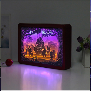 Lanterne en papier <span class=keywords><strong>de</strong></span> style conte <span class=keywords><strong>de</strong></span> fées <span class=keywords><strong>Grimm</strong></span>, <span class=keywords><strong>Blanche</strong></span>-<span class=keywords><strong>Neige</strong></span>, à faire soi-même, 7 feuilles, boîte à lumière découpée en papier, lampe <span class=keywords><strong>de</strong></span> chevet pour chambre d'enfant - Product Image 6