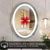 Miroir Led Ovale 60*80cm Miroir de Salle de Bain Led avec Interrupteur Tactile/Miroir Anti-Brouillard pour Douche avec Lumières Changeantes