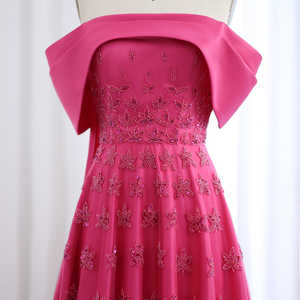 Jancember SZ455 Fée Satin Fuchsia Soirée Robes De Soirée De Bal Avec Jupe - Product Image 4