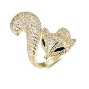 2022 캐나다 패션 Vixen 보석 신 포장 다이아몬드 조절 여우 반지 18K 골드 도금 동물 보석