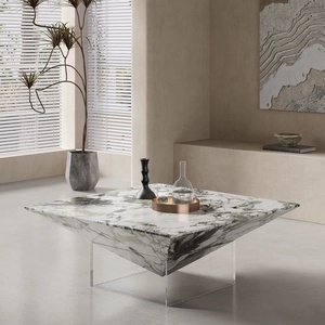Mesa <span class=keywords><strong>de</strong></span> <span class=keywords><strong>Centro</strong></span> Moderna Minimalista <span class=keywords><strong>de</strong></span> Acrílico Transparente con Base <span class=keywords><strong>de</strong></span> Mármol Natural Flotante - Product Image 4