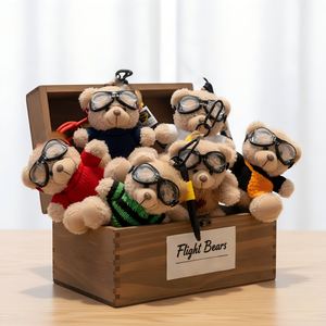 Aviator Pilot Teddy Bear Plush Keychain Goggles Small Stuffed Animal Toy Cute Sweater Bear Pendant Car Keyring <b>Bag</b> Charm <b>Gift</b> - Product Image 2