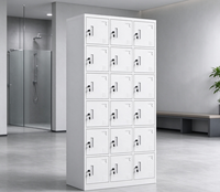 Casier en acier multi-cellules à 18 portes, armoire de rangement métallique verrouillable pour le stockage d'objets personnels des employés et des étudiants