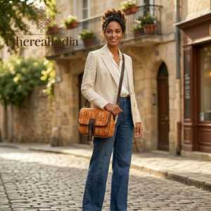Bolso Bandolera Floral Hecho a Mano, Bolso Cruzado de Algodón con Estampado de Bloques, Bolso Pequeño de Cuero Vegano Estilo Boho Étnico - Product Image 1