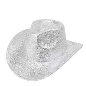 หมวกคาวบอยมีปีกมีกลิตเตอร์ริบบิ้นผ้าซาตินออกแบบโลโก้ได้ตามต้องการหมวกเฟโดราแบบตะวันตกสำหรับปาร์ตี้ริมชายหาด - Product Image 6