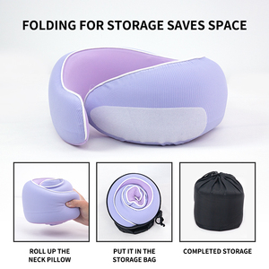 Almohada de Viaje Ecológica en Forma de U WANDER PLUS, 100% Poliéster, para Avión/Auto/Tren/Oficina, para Adultos, Color Morado - Product Image 4