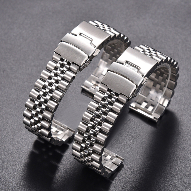 JUELONG Jubilee 20mm 22mm Metal Watch Band Quick Release Adjust Stainless Steel Watch Strap with Solid Buckle