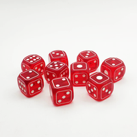 Papan kasino merah transparan Set Game Rpg dadu inti cair dadu presisi polihedral D6 sisi bulat 16mm dadu Resin