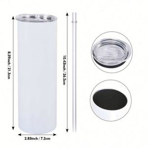 Vaso térmico delgado blanco de 20 oz para sublimación DIY, con tapa antiderrames y pajita de plástico, ¡novedad 2024, superventas, en stock, envío gratis! - Product Image 4
