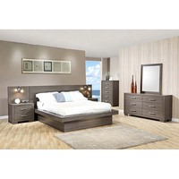 Ensemble de meubles de chambre à coucher moderne avec coiffeuse et lit double en bois avec tiroir de rangement