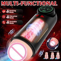 Godet Masturbateur Automatique Télescopique Vibrant à Ventouse pour Adulte