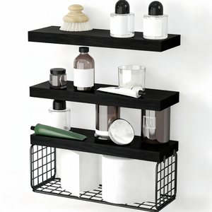 Estantes de <span class=keywords><strong>Baño</strong></span> Sobre el Inodoro - Estantes Flotantes de Pared para Almacenamiento de Papel Higiénico, Decoración de Estilo Rústico - Product Image 3