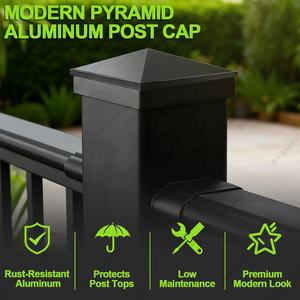 Tapa de poste piramidal de aluminio de 3'' de calidad, marco metálico para poste de valla, fácil de montar, herrajes modernos para vallas, balcones y patios BH - Product Image 3