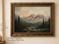 Art mural encadré vintage Montagne, Impression paysage forestier antique pour salon de cabane, Échantillons OEM ODM prêts en moins d'une journée