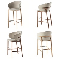 Tabouret de bar surélevé minimaliste moderne en bois de frêne blanc massif avec accoudoirs pour usage commercial et domestique Modèle BY61