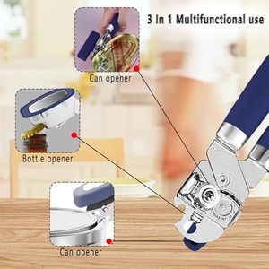 Ouvre-boîte manuel multifonctionnel avec aimant, lame tranchante, bord lisse, acier au carbone écologique, 21 cm, pour bouteilles - Product Image 2