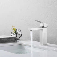 Modern Minimalist SUS304 Stainless Steel Basin Faucet Lead Free Brushed Single Handle Basin Mixer Tap Hot Cold Water