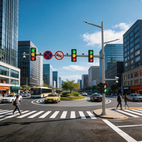Poteau de signalisation routière intégré personnalisé OEM avec feux de circulation, caméras de vidéosurveillance et panneaux routiers pour projets gouvernementaux