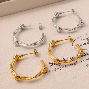 Pendientes de aro con forma de corazón, aleación de zinc, pendientes de moda para fiesta para mujer, EH1041 - Product Image 1