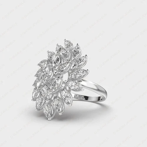 Bague de fiançailles ethnique haut de gamme en or blanc 14 carats avec zircon marquise de 2,08 carats cultivé en laboratoire, certifiée IGI, cadeau idéal pour les fêtes, mariages et anniversaires - Product Image 2