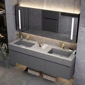 Mueble de <span class=keywords><strong>Baño</strong></span> Prefabricado con Doble Lavabo e Iluminación Tocadores de Lujo Gabinete de <span class=keywords><strong>Baño</strong></span> <span class=keywords><strong>Moderno</strong></span> - Product Image 1
