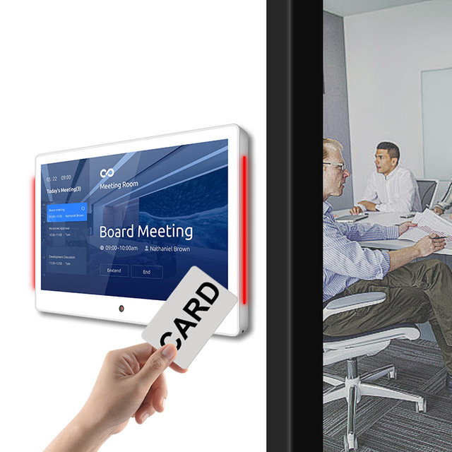 Conference Meeting Room Android 12 13 14 Poe Tablet Front Nfc 10inch Wall Mount Light bar Door Entrance Tablet with Rfid Reader