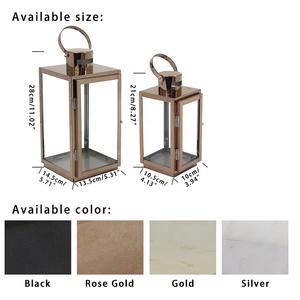 Garden Modern Style Set de 2 candelabros de oro rosa Linterna de metal para <span class=keywords><strong>la</strong></span> decoración de <span class=keywords><strong>la</strong></span> boda - Product Image 3