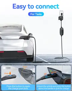 32A แบบพกพา 7KW ระดับ 2 แบตเตอรี่รถยนต์ Usa รุ่นมือถือ Fast สถานีชาร์จบ้านกอง EV Charger Tor Tesla Gen3