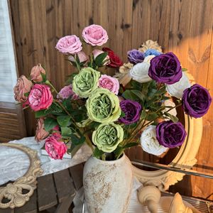 Bouquet de roses artificielles Jinxi, 4 têtes, fleurs en soie lychee, décoration de mariage et de maison, multicolore - Product Image 1
