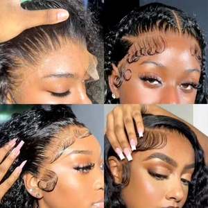 วิกผมแท้เวียดนามแบบไม่ผ่านการแปรรูป 15A ความหนาแน่น 250% พร้อมเชือกผูกผม HD Lace Frontal ขนาด 13*4  แบบธรรมชาติ <span class=keywords><strong>ผม</strong></span>หยิกแบบพม่า  วิกแบบไม่ต้องใช้กาว - Product Image 4