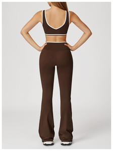 Ensemble de vêtements de sport pour <span class=keywords><strong>femme</strong></span> : débardeur, soutien-gorge de sport, short de course, leggings de sport, pantalon de yoga évasé, vêtements de fitness - Product Image 6