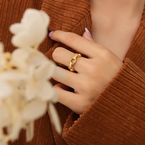 Ins Dainty Women Rings Jewelry Stainless Steel Open Adjustable Rings Gold Chain Ring - Product Image 5