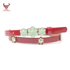 Fashion children waistband baby girl belts waist band kid leather flower belt pu belts for kids