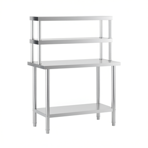 Commercial Kitchen <b>Work</b> <b>Table</b> 43.3x21.7x59.1 Stainless Steel Overshelf Polished Finish Freestanding - Product Image 1