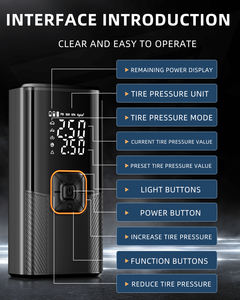 Dual Digital Display 19mm wiederauf ladbare Luftpumpe Akku-Reifen füller 4000mAh ABS Material 150psi Tragbarer Luft kompressor - Product Image 6